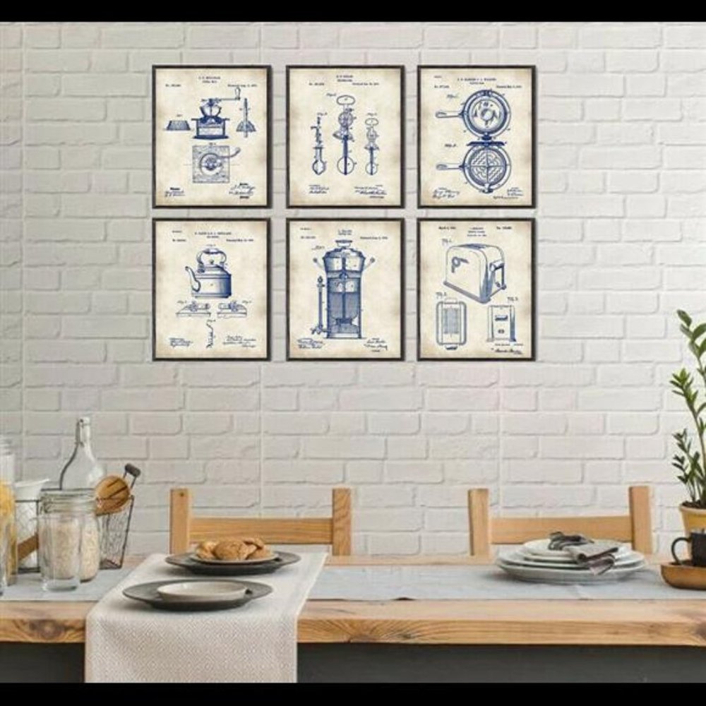 Kitchen Gadgets Old Vintage Style Patent Home Decor Wall Art Prints Set of 6